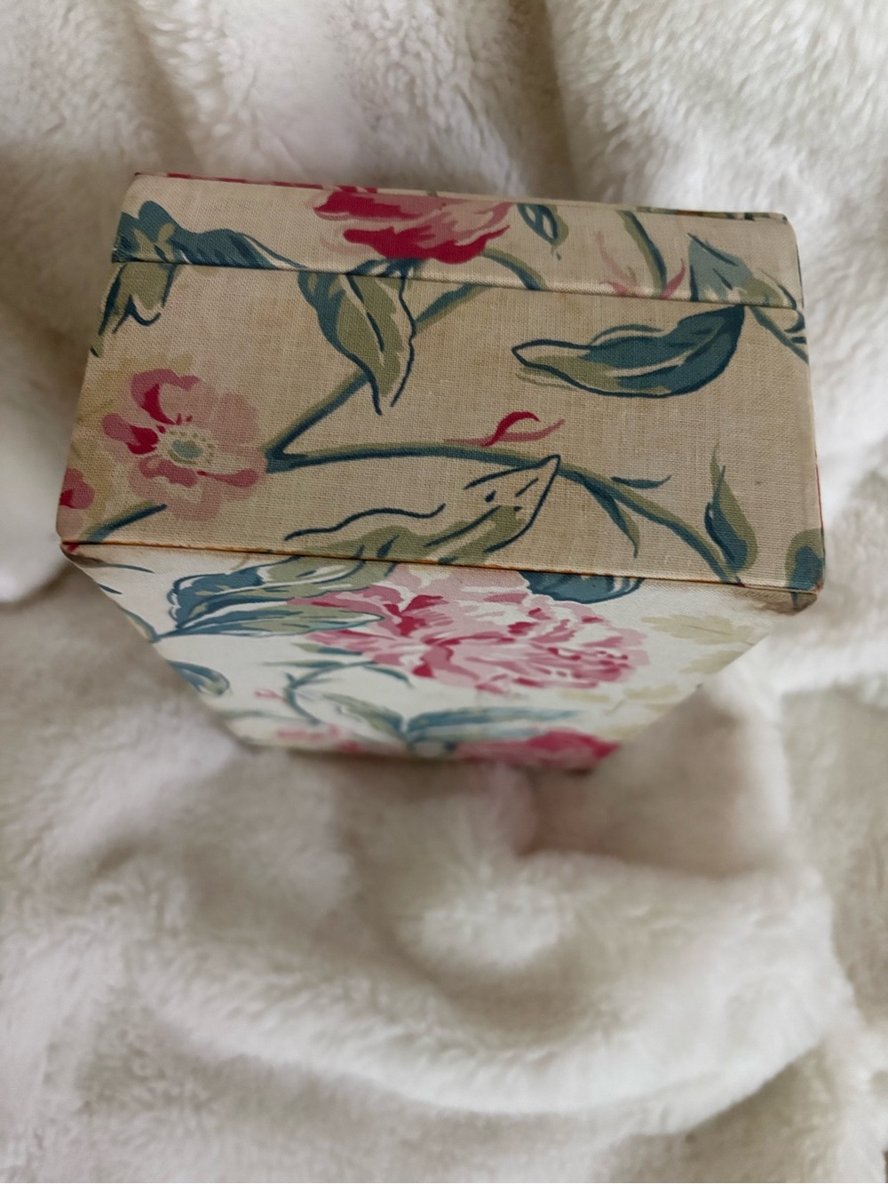 Vintage Laura Ashley Floral Jewelry Box with Mirror - Pink & Teal Accents - Picture 4 of 6